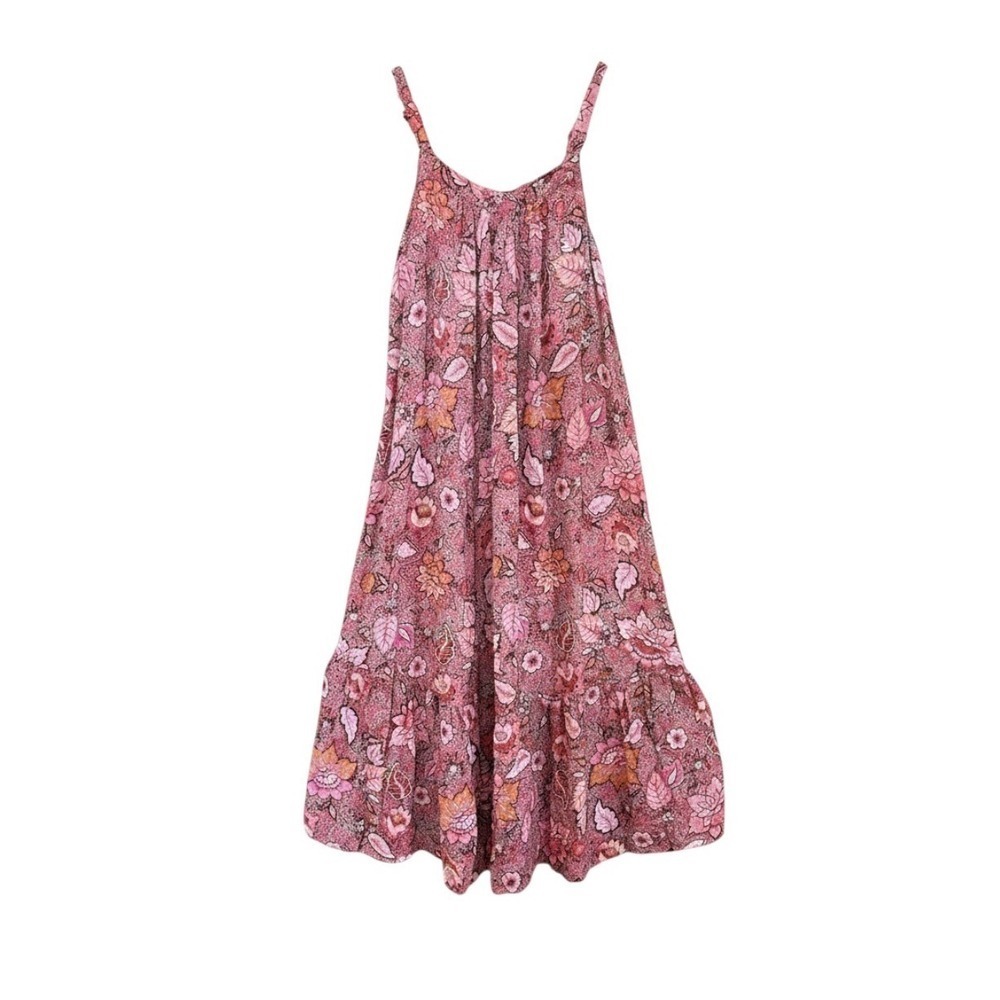Terra & Sky Pink and Black Patterned bohemian Floral Cottagecore maxi dress 14W